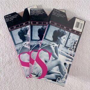 Vintage Presidents Choice Shimmer Cotton Gusset Stockings Pantyhose In Linen x3